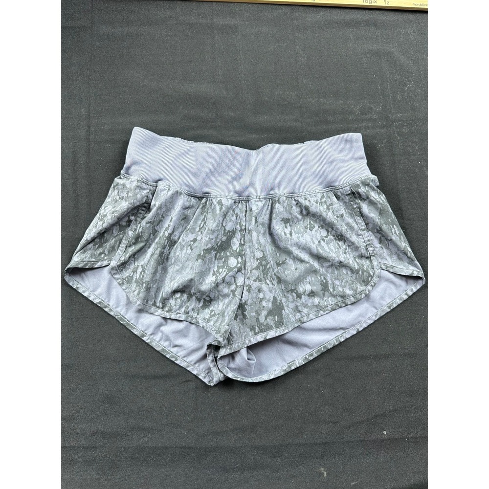 Z by Zella Womens Gray Purple Mineral Print Running Shorts Ribbed Waist Small